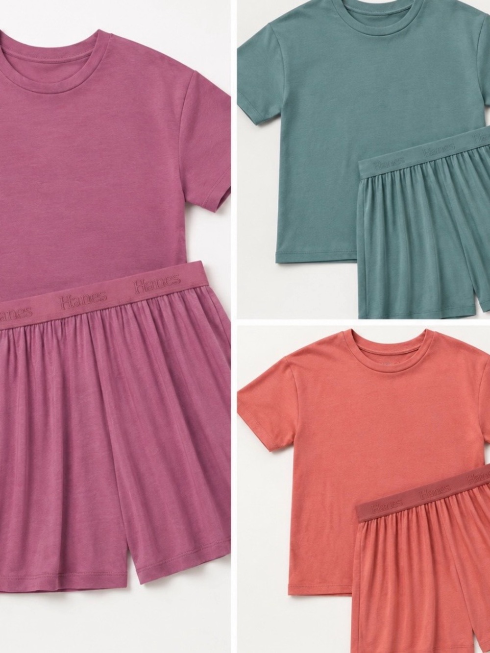 Hanes Women's Ribbed Lounge Sets (3) in Rose, Sage & Coral